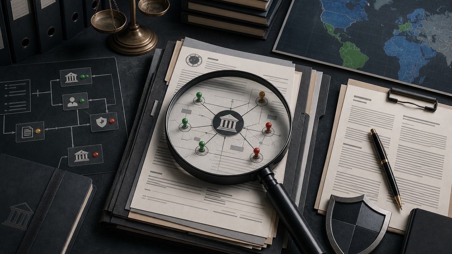 Legal due-diligence dossier connecting entity, jurisdiction and contract evidence